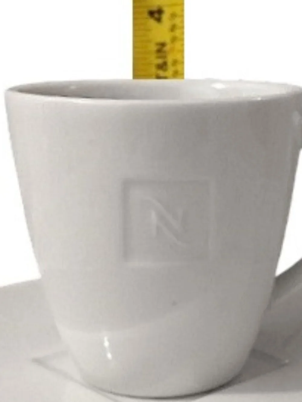2-Shot Nespresso Cup Saucer White Porcelain PORTUGAL Recessed Logo